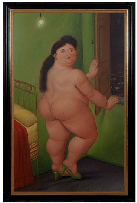Mujer delante de una ventana Fernando Botero